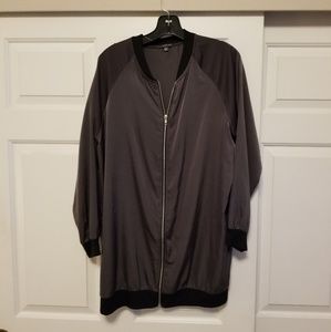 Satin long zip up satin jacket